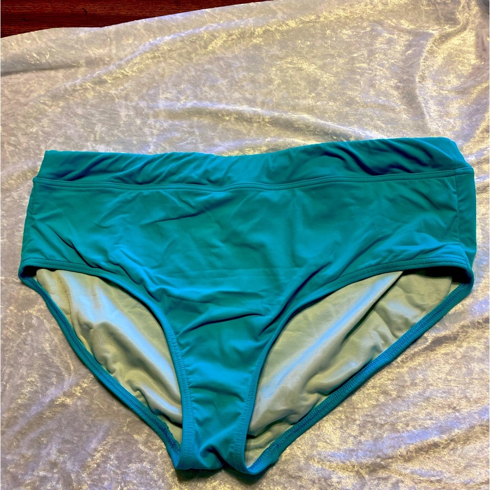 Lands’ End Bikini Bottoms in turquoise. 18. New without tags